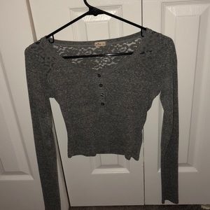 Grey long sleeve crop top